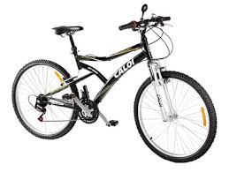 bicicleta preta com amortecedor